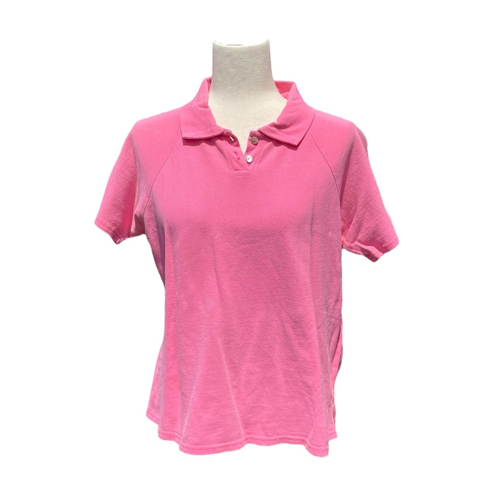 90s Red Ginger Cotton Stuff Classic Pique Polo in Pink Salmon Medium